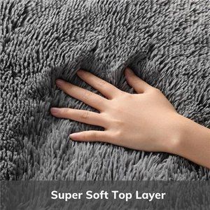 Accents | 45x3 Area Rug Living Room Large Grey Fluffy Shag Fuzzy Plush ...